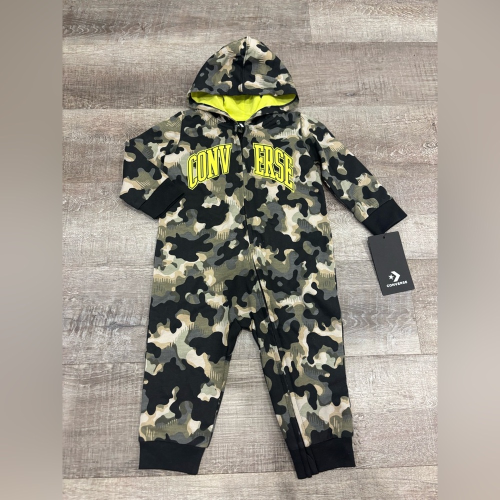 Converse Kids Camo Footie - Black, Green, and Tan
